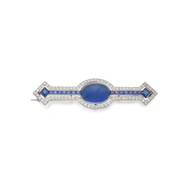 View full screen - View 1 of Lot 6. George Thibault | Sapphire and Diamond Brooch, France .