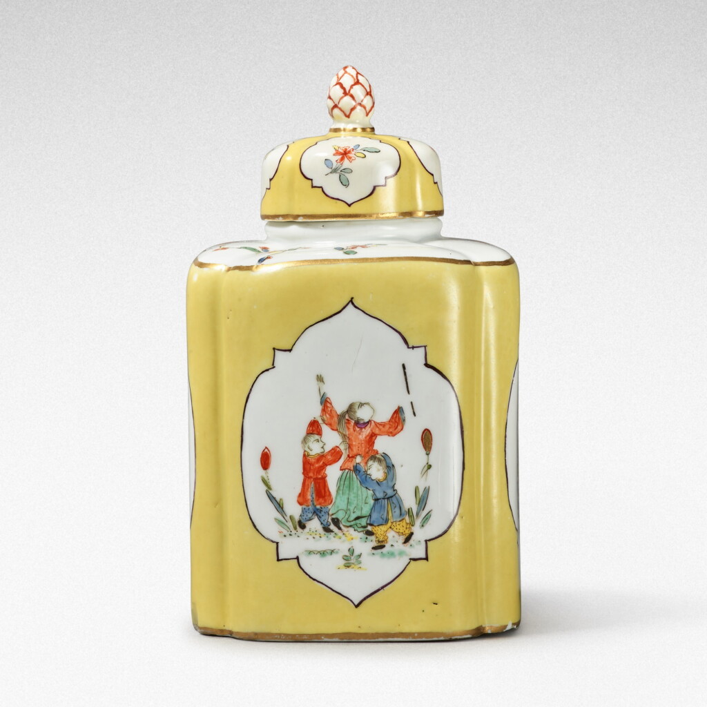 View full screen - View 1 of Lot 103. A Meissen yellow-ground tea canister and cover, Circa 1730-35 .