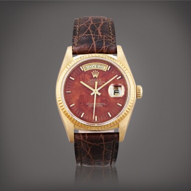 View full screen - View 1 of Lot 418. Day-Date, reference 18038 Montre bracelet en or jaune avec jour et date | Yellow gold wristwatch with day and date Vers 1979 | Circa 1979.