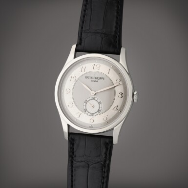 Voir en plein écran - Voir 1 du lot 15. Reference 5196P-001 Calatrava | A platinum wristwatch with Breguet numerals, Circa 2019.