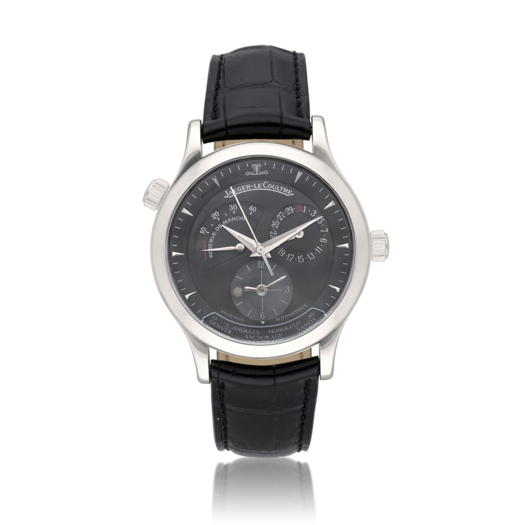 View full screen - View 1 of Lot 388. Reference 142.8.92.S Master Control Geographic | A stainless steel automatic world time wristwatch with date, day/night indicator, and power reserve indication, Circa 2000.