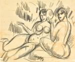 JOHN DUNCAN FERGUSSON, R.B.A. | STUDY OF BATHERS WITH MIRROR