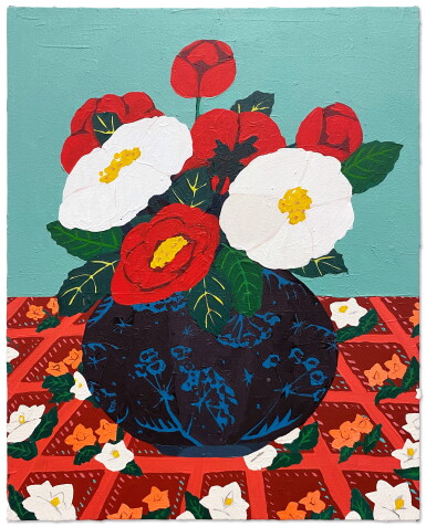 View full screen - View 1 of Lot 504. Hilary Pecis 希拉里・佩西斯 | Anemones in Black Vase 黑色花瓶內的海葵 .