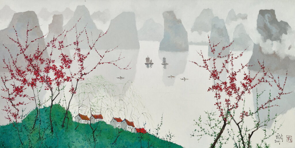 View full screen - View 1 of Lot 762. Pang Jiun 龎均 | Spring in Li River 柳綠花紅漓水清.
