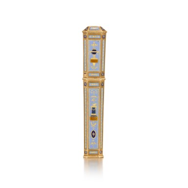 全萤幕检视 - 查看13A gold and enamel bodkin case, probably Jean-Joseph-Isaac Bellamy, Geneva, circa 1790的1