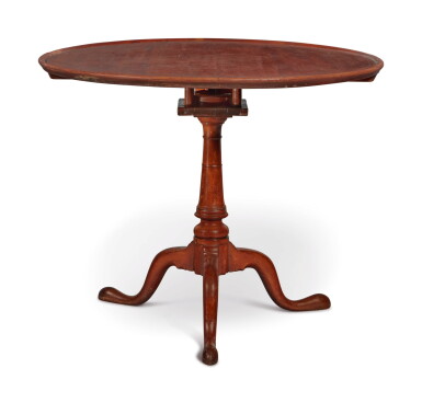 View full screen - View 1 of Lot 69. Queen Anne Cherrywood Dish-Top Tilt-Top Tea Table, possibly Chapin School, Connecticut, circa 1785.