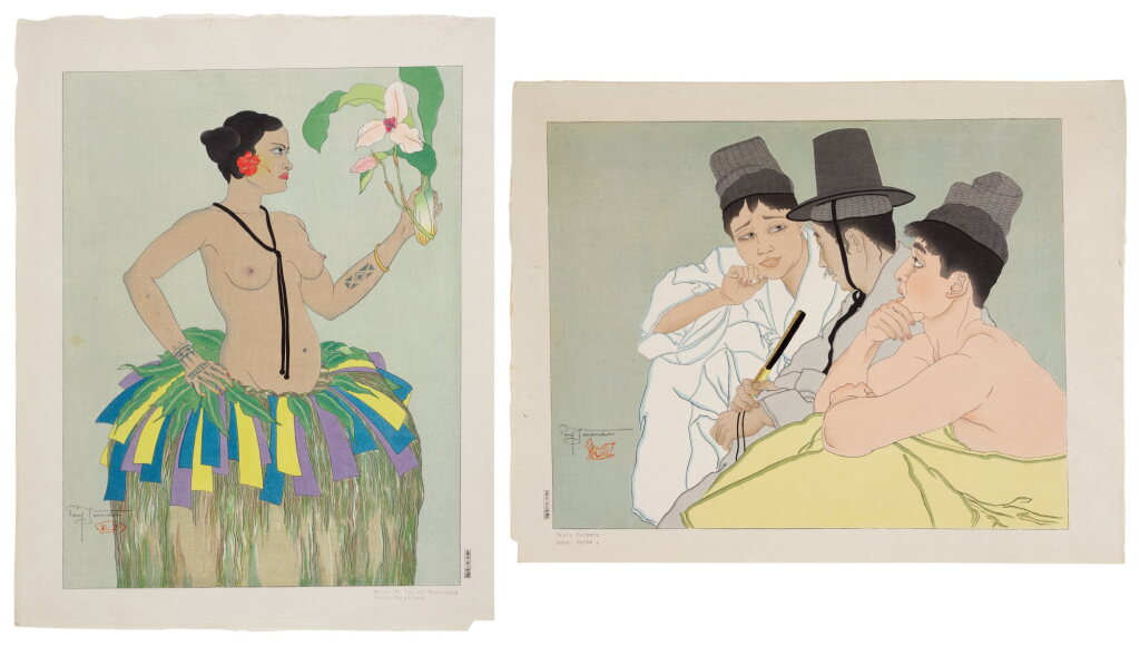 View full screen - View 1 of Lot 78. Paul Jacoulet (1896-1960) | Two woodblock prints | Showa period, 20th century .