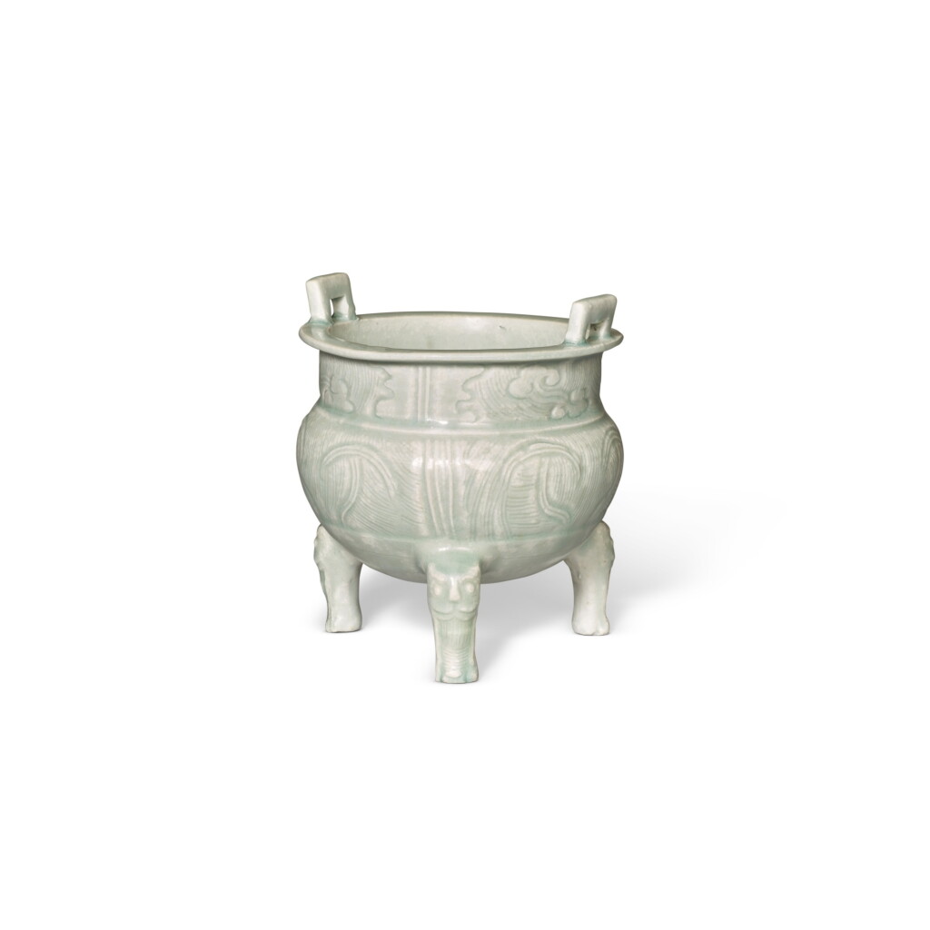 View full screen - View 1 of Lot 85. A rare carved archaistic qingbai tripod censer, Southern Song dynasty.