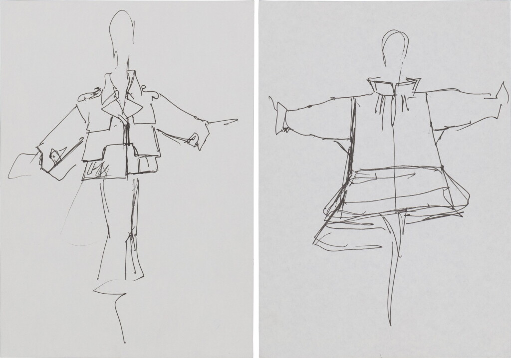 View full screen - View 1 of Lot 41. Two original sketches for fashion | Deux croquis de mode originaux.
