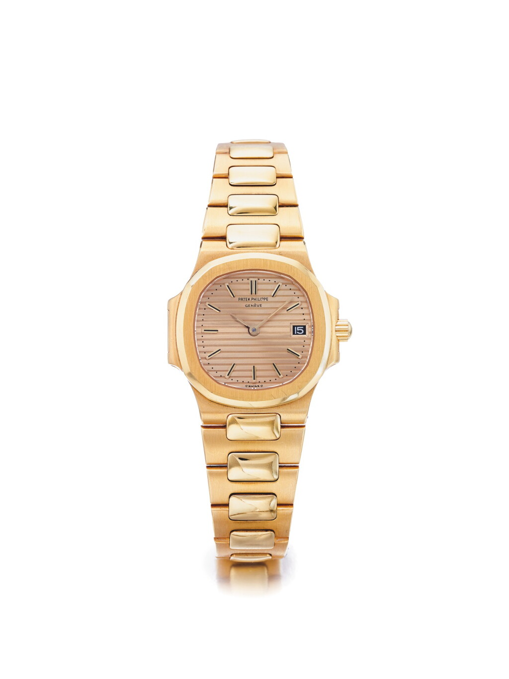 View full screen - View 1 of Lot 28. PATEK PHILIPPE | REF 4700/1 NAUTILUS, A YELLOW GOLD BRACELET WATCH WITH DATE MADE IN 1987.