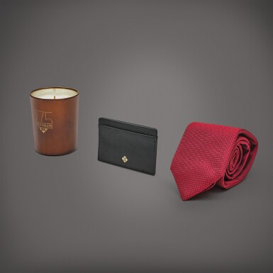 View full screen - View 1 of Lot 8690. A set of leather card holder, tie and scented candle, Circa 2014 | 百達翡麗 | 一套皮製卡片套、領帶及香薰蠟燭,約2014年製.