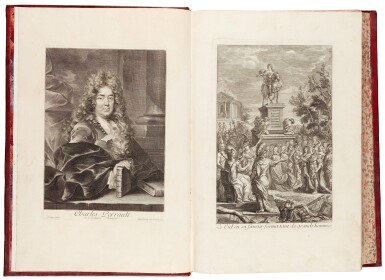 View full screen - View 1 of Lot 144. Perrault, Les hommes illustres, Paris, 1696, contemporary red morocco gilt.