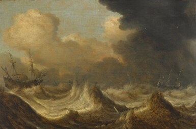 View full screen - View 1 of Lot 194. Shipping in stormy seas.
