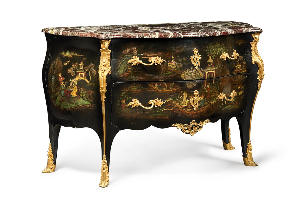 View full screen - View 1 of Lot 45. A Louis XV Style Gilt-Bronze Mounted Lacquer Commode, Signed and Dated Henry Dasson 1870.