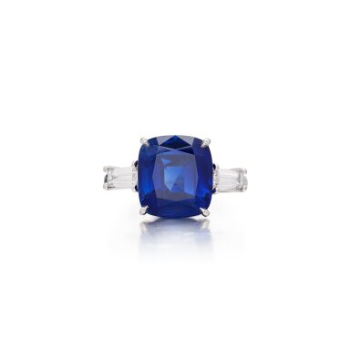 View full screen - View 1 of Lot 184. Fine Sapphire and Diamond Ring 6.98克拉 天然 「克什米爾」未經加熱藍寶石 配 鑽石 戒指.