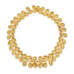 Gold and Diamond 'Coffee Bean' Necklace, France