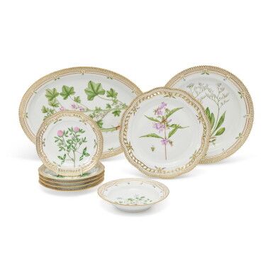 View full screen - View 1 of Lot 10. A Group of Royal Copenhagen 'Flora Danica' Wares, Circa 1870-90 and Modern.