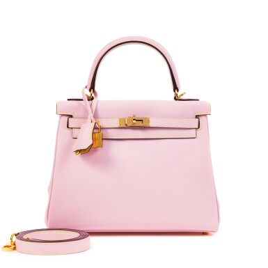 View full screen - View 1 of Lot 619. Rose Sakura Swift and Lime HSS Kelly 25 Retourné Permabrass Hardware, 2023.