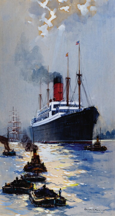 View full screen - View 1 of Lot 1. FRANK HENRY MASON | The Cunard Liner Carpathia Outward Bound from Liverpool in the Moonlight.