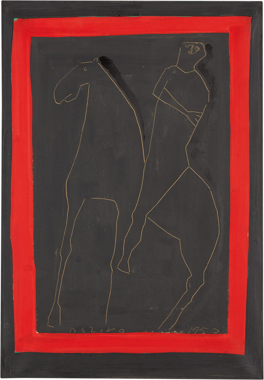 View full screen - View 1 of Lot 362. MARINO MARINI | UOMO E CAVALLO (MAN AND HORSE).