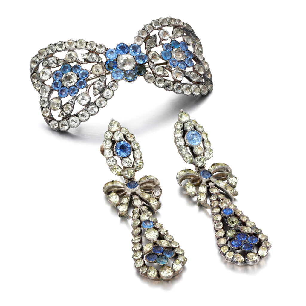 View full screen - View 1 of Lot 45. A paste demi parure, late 18th century, possibly Spain or Portugal.