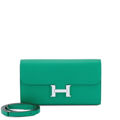 View full screen - View 1 of Lot 575. Vert Jade Epsom Constance-To-Go Wallet Bleu Brume Enameled Palladium Hardware, 2022.