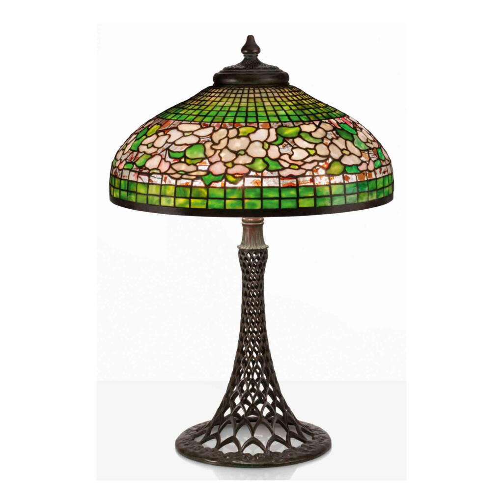 View full screen - View 1 of Lot 16. "Banded Dogwood" Table Lamp.