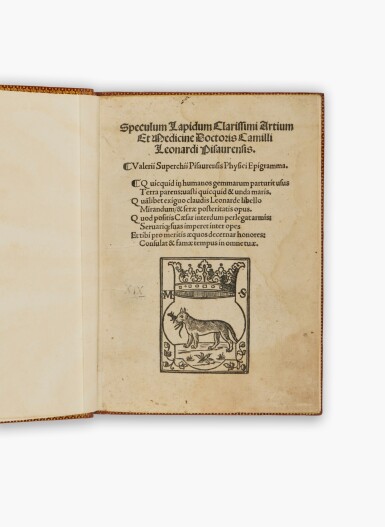 View full screen - View 1 of Lot 148. Leonardus, Camillus | Speculum lapidum.