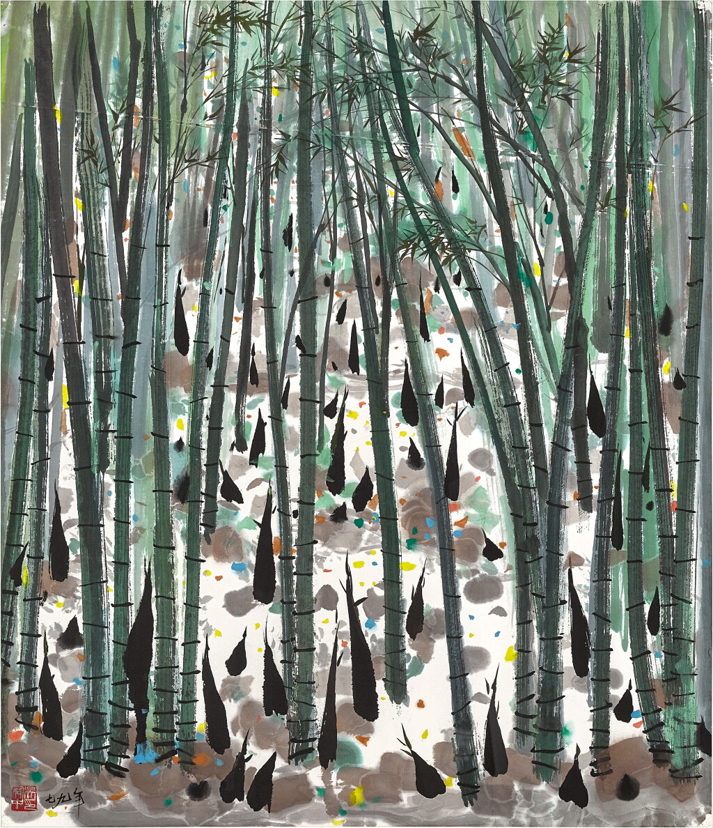 View full screen - View 1 of Lot 3035. 吳冠中 筍林 | Wu Guanzhong, Bamboo Grove.