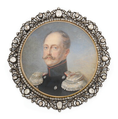 View full screen - View 1 of Lot 65. A MINIATURE OF EMPEROR NICHOLAS I, ATTRIBUTED TO ALOIS GUSTAV ROCKSTUHL, CIRCA 1850.