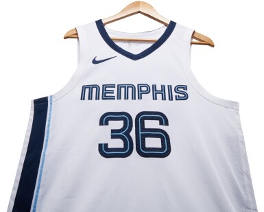 View full screen - View 1 of Lot 155. Marcus Smart Memphis Grizzlies 2023-2024 Kia NBA Tip-Off Game Worn Association Edition Jersey.