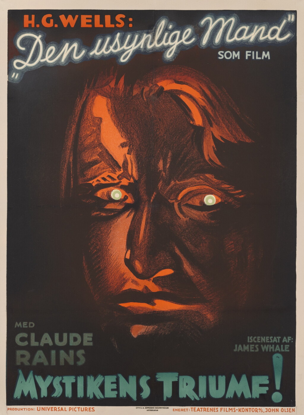 View full screen - View 1 of Lot 96. The Invisible Man/ Den Usynlige Mand (1933), first Danish release (1935).