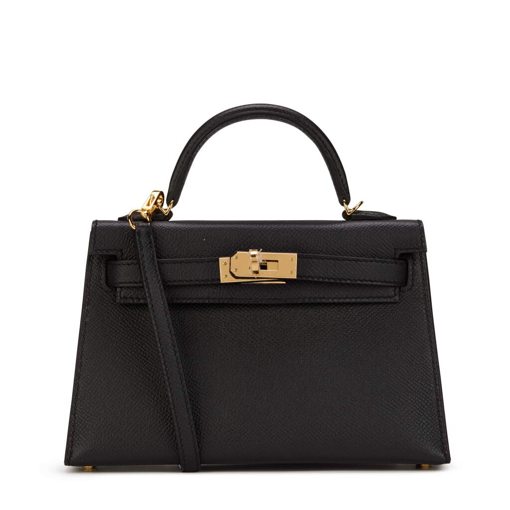 View full screen - View 1 of Lot 4. Black Mini Sellier Kelly II in Epsom Leather with Gold Hardware, 2016.
