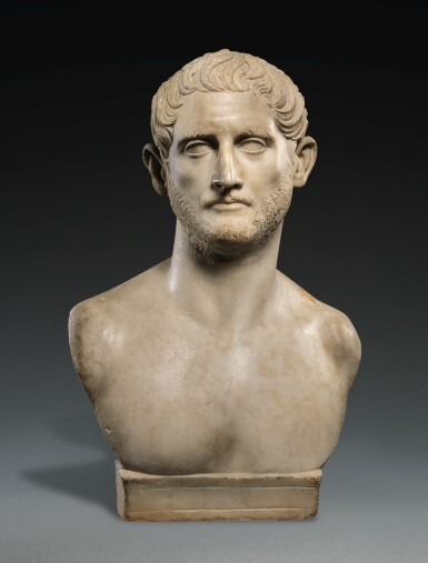 View full screen - View 1 of Lot 42. A ROMAN MARBLE PORTRAIT BUST OF A MAN, TRAJANIC, EARLY 2ND CENTURY A.D..