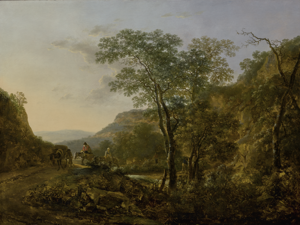 View full screen - View 1 of Lot 42. JAN DIRKSZ BOTH | A HILLY ITALIAN LANDSCAPE WITH TRAVELERS.