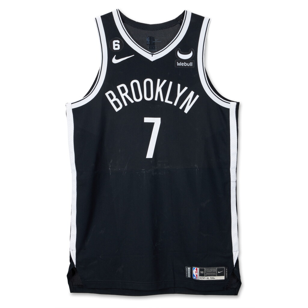 View full screen - View 1 of Lot 6. Kevin Durant Brooklyn Nets 2022-2023 Game Worn Icon Edition Jersey.