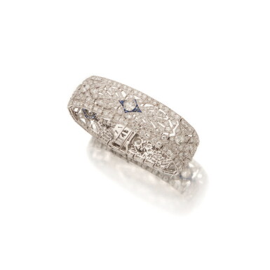 View full screen - View 1 of Lot 294. Diamond and Synthetic Sapphire Bracelet.