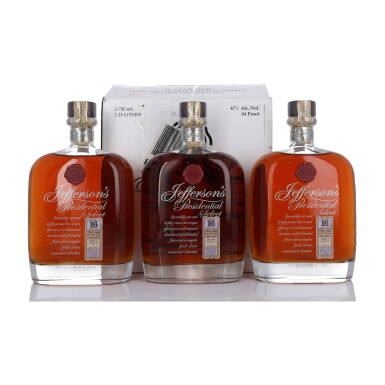 View full screen - View 1 of Lot 284. Jefferson's Presidential Select Bourbon 16 Year Old 94 Proof NV (3 BT 75cl).
