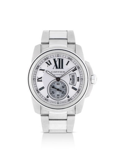 View full screen - View 1 of Lot 16. CARTIER | CALIBRE DE CARTIER, REFERENCE 3389, STAINLESS STEEL WRISTWATCH WITH DATE AND BRACELET, CIRCA 2011.