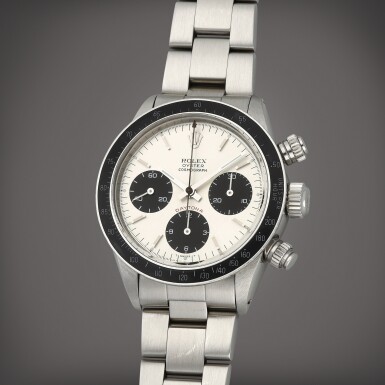 View full screen - View 1 of Lot 68. Daytona, Reference 6263 | A stainless steel chronograph wristwatch with bracelet | Circa 1986.