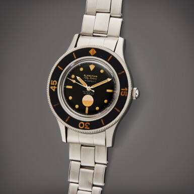 View full screen - View 1 of Lot 75. Fifty Fathoms Milspec 1 | A stainless steel automatic wristwatch with humidity indicator, Circa 1968 | 寶珀 50 Fathoms Milspec 1 精鋼自動上鏈腕錶備濕度刻度,製作年份約 1968.