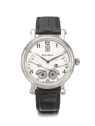 View full screen - View 1 of Lot 188. MARTIN BRAUN | REF 42S/172 EOS, A STAINLESS STEEL AUTOMATIC WRISTWATCH WITH DATE AND SUNRISE/SUNSET INDICATION CIRCA 2000.