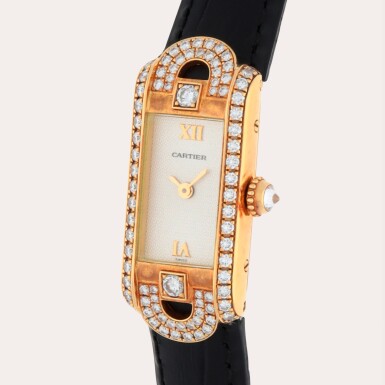 View full screen - View 1 of Lot 249. Tank Mini Americaine, Reference 1380 | A yellow gold and diamond-set wristwatch | Circa 1990.