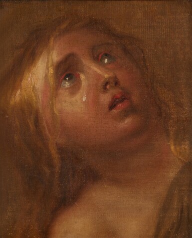 View full screen - View 1 of Lot 370. Head study of a woman crying.