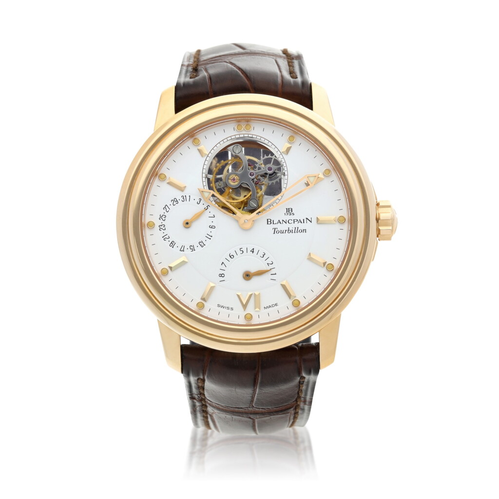 View full screen - View 1 of Lot 58. Reference 2125-3618-53 Léman Tourbillon A pink gold automatic tourbillon wristwatch with date and power reserve indication, Circa 2000.