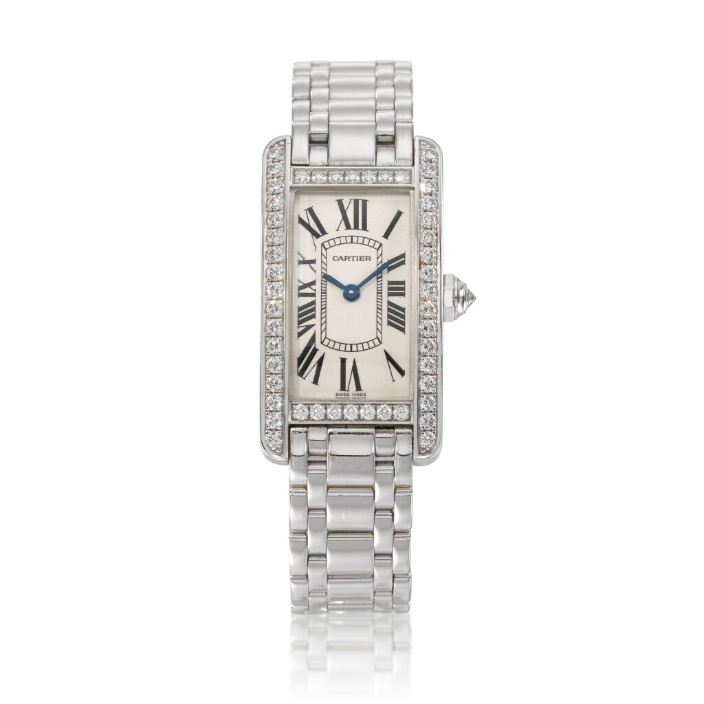 View full screen - View 1 of Lot 56. Diamond-set wristwatch, 'Tank Américaine'.
