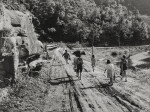 Going home from school. In Breathitt County, Kentucky. The school year begins in July and ends in January, as most of the children have no shoes and insufficient clothing to walk the long distances over bad roads and up creek beds.