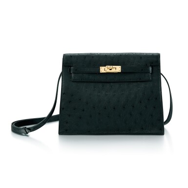 View full screen - View 1 of Lot 8338. Noir Ostrich Kelly Danse Gold Hardware, 2021.