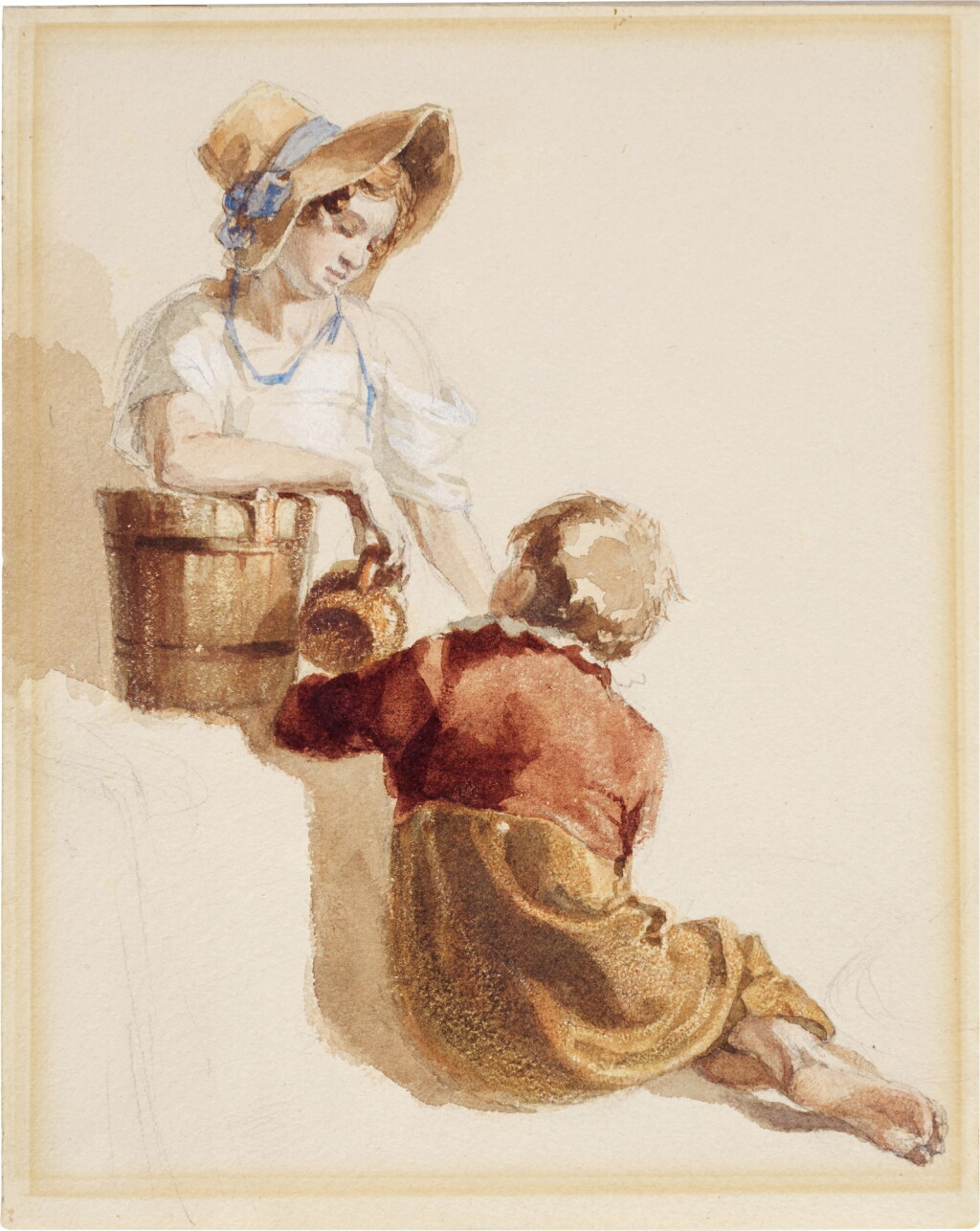View full screen - View 1 of Lot 208. Study of a girl and a boy with a bucket.