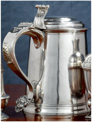 View full screen - View 1 of Lot 69. A EARLY AMERICAN SILVER TANKARD, JOHN CONEY, BOSTON, CIRCA 1710-20.
